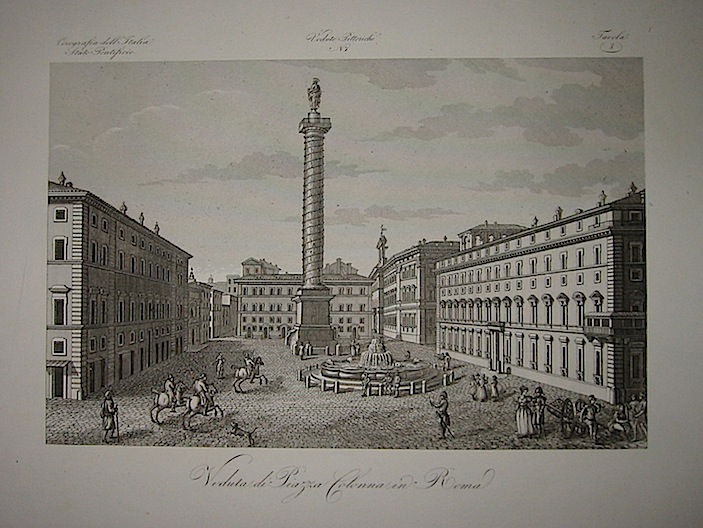 Giarré P. Veduta di Piazza Colonna in Roma 1845 Firenze